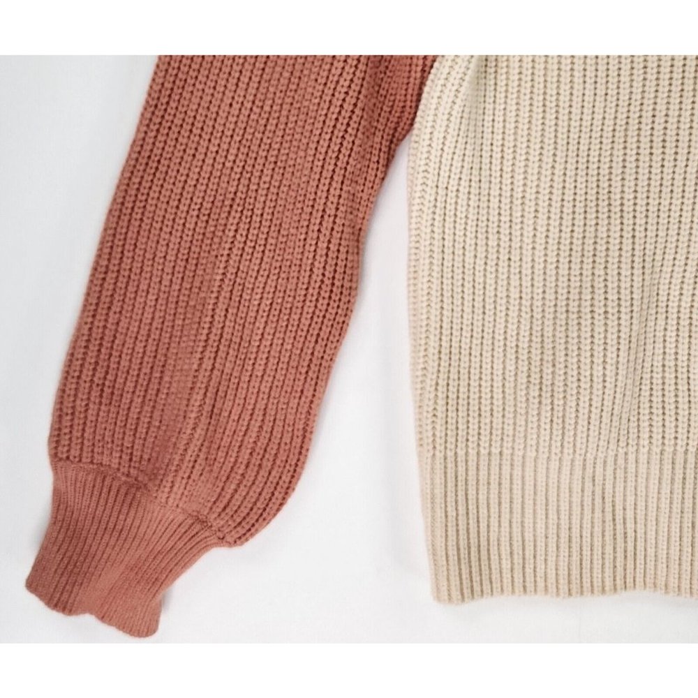 Dee Elly Sweater Womens Small Multi Color Block V Neck Knit Preppy Drop Shoulder - Picture 6 of 13